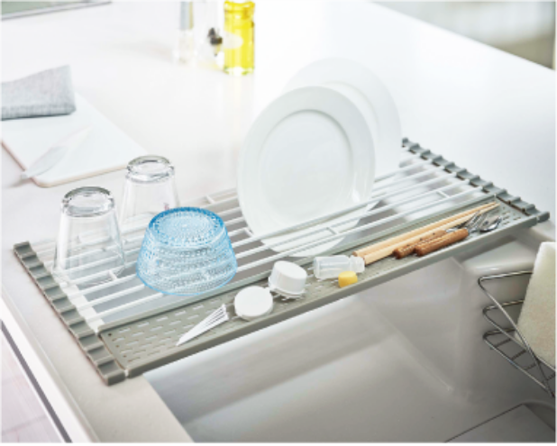 折り畳み水切りプレート シリコントレー付S