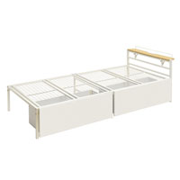 宮棚＆コンセント付ベッド引出付き ホワイト SLB-301(WH)、SLH-311(WH)