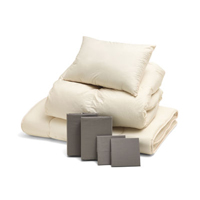 ふわふわ羽毛布団とカバーの7点セット グレージュ SLF-02(GRE)　