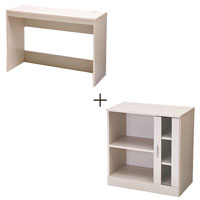 ナイスデスク＆キャビネット ホワイトウォッシュ SLD-30(WW)、SLF-33(WW)