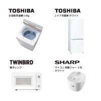 ツインバード電子レンジセット（冷蔵庫・炊飯ジャーホワイト）  