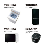 東芝オーブンレンジセット（冷蔵庫・炊飯ジャーブラック）  