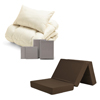 三つ折りマットレス（ブラウン）＋合繊布団セット ミルクベージュ 