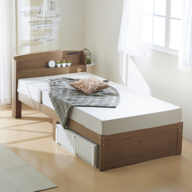 木製すのこベッド宮付 ライトブラウン SLB-101(LBR)