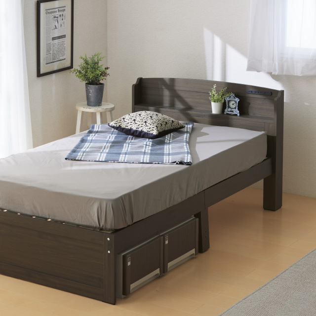 木製すのこベッド宮付 ダークブラウン SLB-101(DBR)