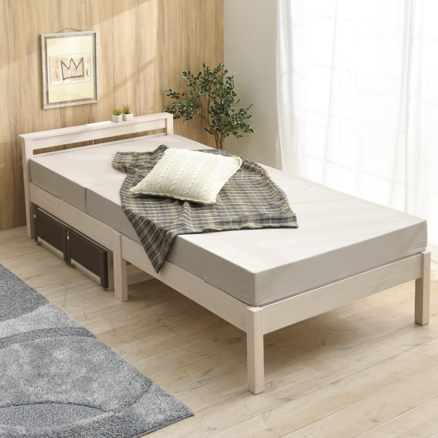 組立簡単すのこベッド ホワイトウォッシュ SLB-201(WS)