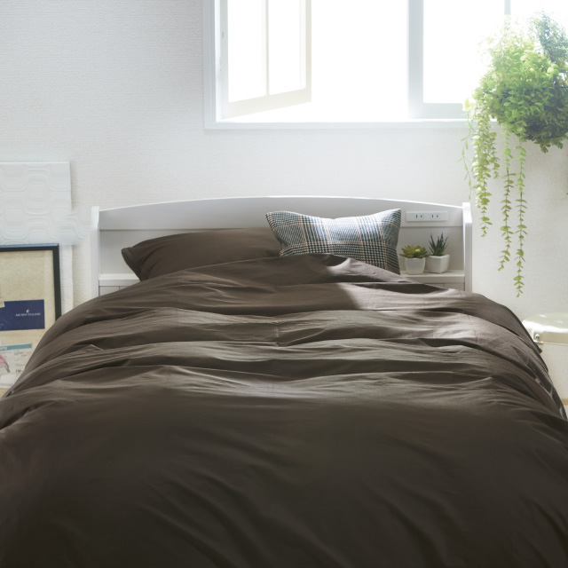 ふわふわ羽毛布団とカバーの6点セット ブラウン SLF-01(BR)　