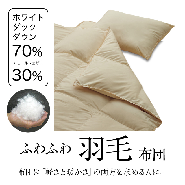 ふわふわ羽毛布団とカバーの6点セット グレー SLF-01(GR)