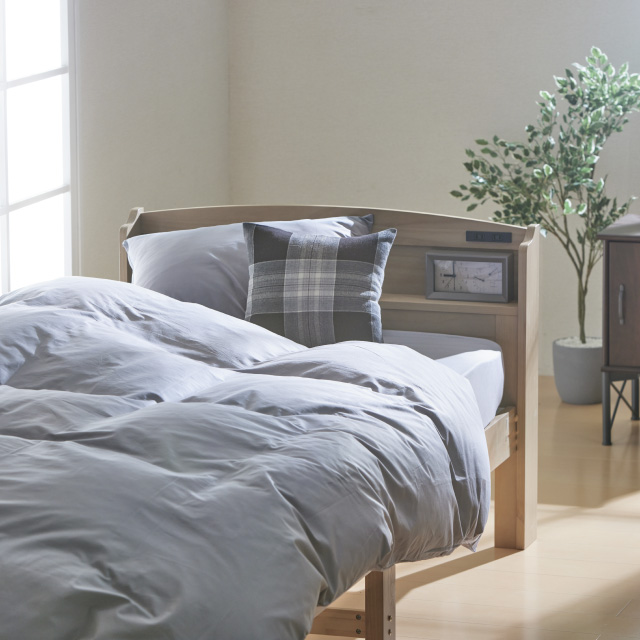 三つ折りマットレス（グレージュ）＋羽毛布団セット ライトグレー 