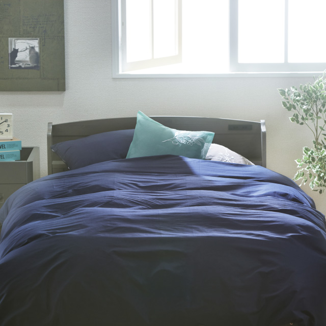 三つ折りマットレス（ブラウン）＋羽毛布団セット ネイビー 