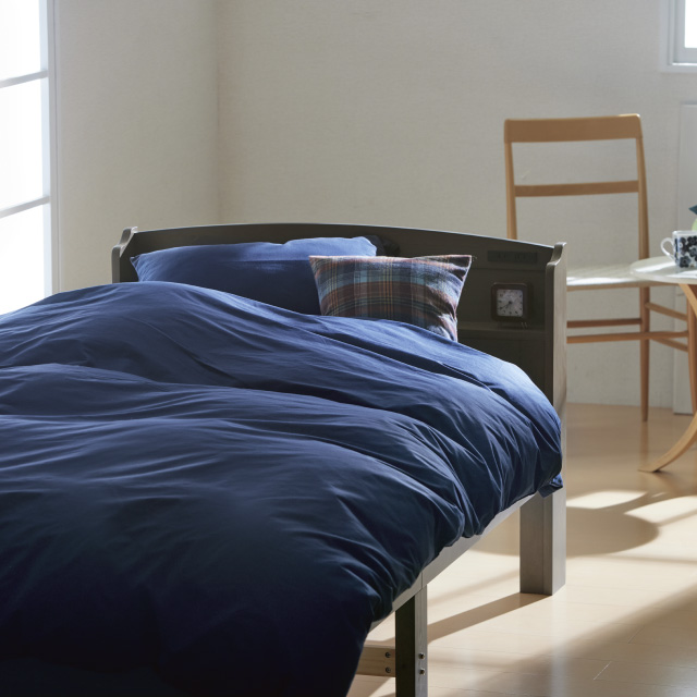 三つ折りマットレス（ブラウン）＋羽毛布団セット ネイビー 