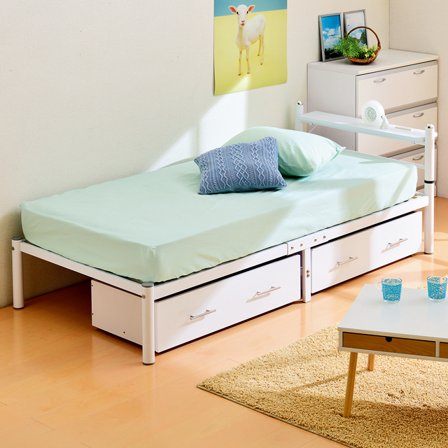 シングルベッド宮付引出付 ホワイト SLB-07(WH)