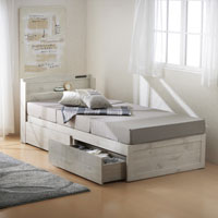 木製すのこベッド宮付引出付き ライトグレー SLB-101(LGR)、SLH-111(LGR)