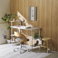 らくらく組立棚付デスク