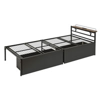 宮棚＆コンセント付ベッド引出付き ブラック SLB-301(BK)、SLH-311(BK)
