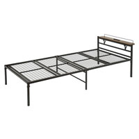 宮棚＆2口コンセント付シングルベッド ブラック SLB-301(BK)