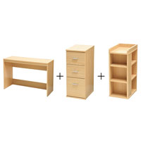 薄型デスク＆チェスト＆ラック ナチュラル SLD-30(NAT)、SLW-31(NAT)