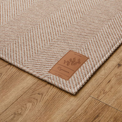 縞生地へリングラグ　ボーナ ブラウン 190×190cm