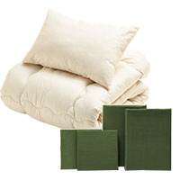 合繊（抗菌防臭）布団とカバーの6点セット　オリーブ オリーブ SLF-11(OL）