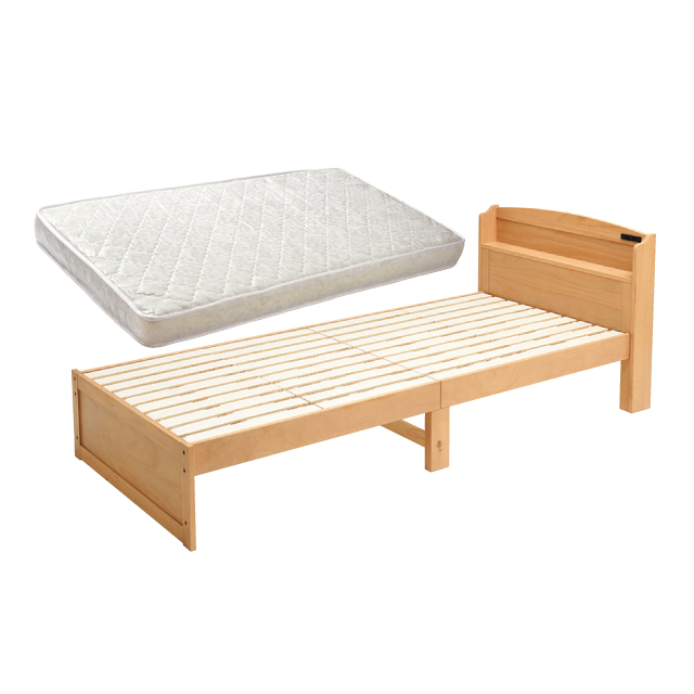 木製すのこベッド宮付ロング マット付き ナチュラル SLB-102L(NA)、SLM-20