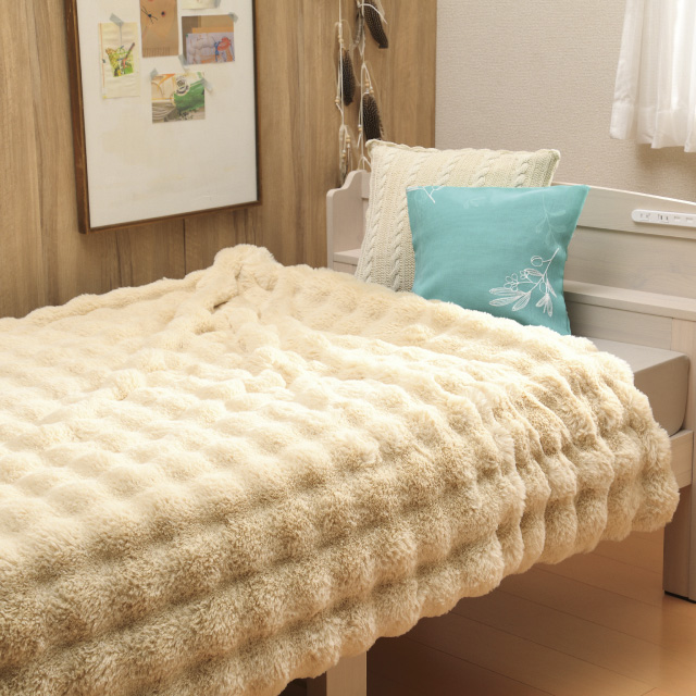 もこもこ毛布 アイボリー SLS-03(IV)