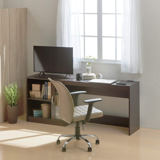 ナイスデスク＆キャビネット ブラウン SLD-30(DBR)、SLF-33(DBR)