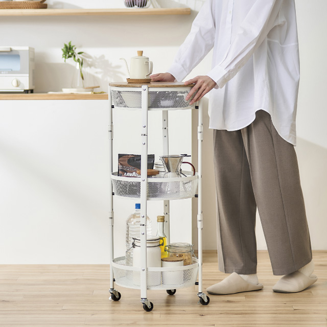 マルチワゴン丸型3段 ホワイト 