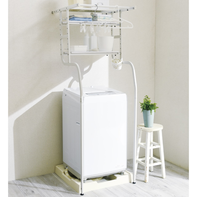 立て掛け洗濯機ラック  TKR-5718(WH)