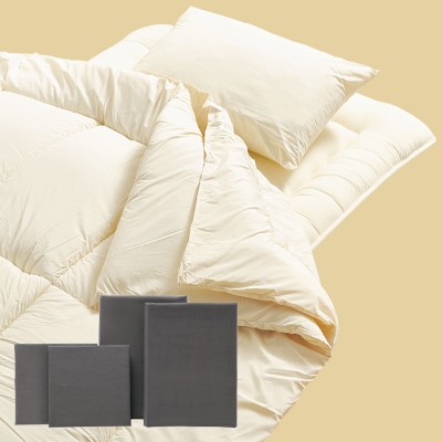 ホコリが出にくい布団7点セット　ダークグレー（掛布団、敷布団、枕、カバー4点） ダークグレー 